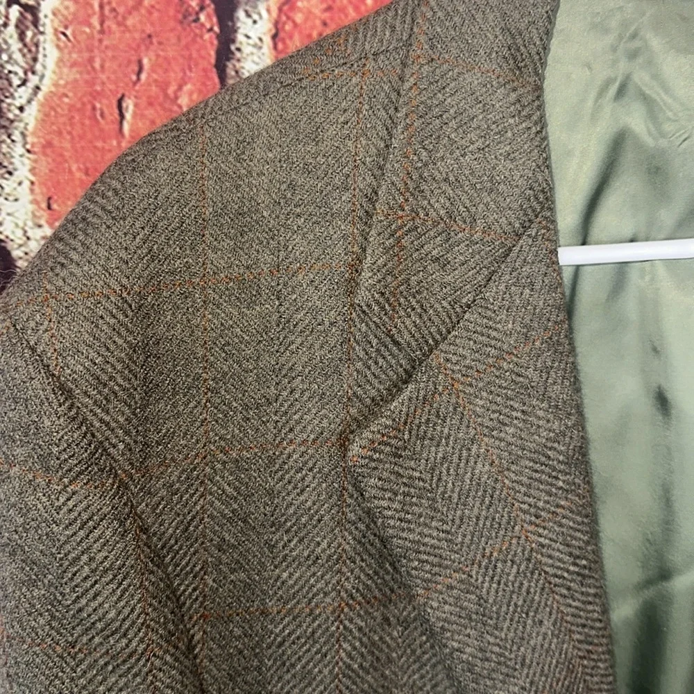 Vintage Southwick Neiman Marcus Green rust plaid Wool Jacket blazers 43 R